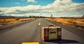 Travel Adventure Begins Suitcase on the Countryside Highway Royalty Free Stock Photo