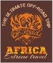 Travel Africa - extreme off-road vector emblem.