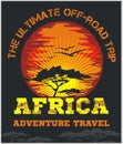 Travel Africa - extreme off-road vector emblem.