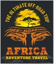 Travel Africa - extreme off-road vector emblem.