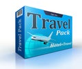 Travel agency concept pack with flight and hotel