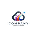 cloud logo with airplane combination concept Royalty Free Stock Photo