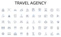 Travel agency line icons collection. Recruitment, Employment, Search, Hire, Talent, Sourcing, Acquisition vector and