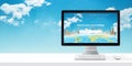 Travel agency web site on a computer display. Free space beside for text Royalty Free Stock Photo