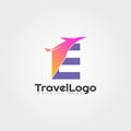 Travel agent vector logo design with initials E letter