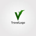 Travel agent vector logo design with initials V letter