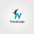 Travel agent vector logo design with initials W letter