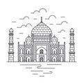 Travel Agra landmark icon. Taj Mahal is one of the famous architectural tourist attractions in capital of India. Thin line stone Royalty Free Stock Photo