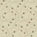 Travel air plane seamless pattern, vector