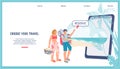 Travel airline ticket booking, hotel resort concept web banner, flat vector.