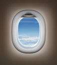 Travel by airplane concept. Airplane interior or jet window Royalty Free Stock Photo