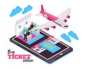 Travel By Airplane Isometric Design Concept