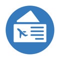 Travel, airplane, ticket icon. blue color design Royalty Free Stock Photo