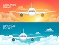 Travel airplane tourism vector banner design. World trip vacation background. Aircraft flight design concept Royalty Free Stock Photo