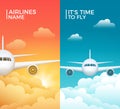 Travel airplane tourism vector banner design. World trip vacation background. Aircraft illustration Royalty Free Stock Photo