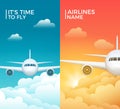 Travel airplane tourism vector banner design. World trip vacation background. Aircraft illustration Royalty Free Stock Photo