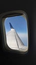 Travel by airplane window seat view Royalty Free Stock Photo