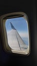 Travel by airplane window seat view Royalty Free Stock Photo