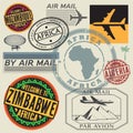 Travel and airport stamps or symbols set, Africa Royalty Free Stock Photo