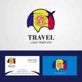 Travel Andorra Flag Logo and Visiting Card Design