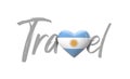 Travel Argentina love heart flag. 3D Rendering