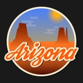 Travel Arizona destination retro round icon Royalty Free Stock Photo