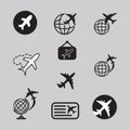 A Set of Different Kinds of Airplanes Silhouettes Royalty Free Stock Photo