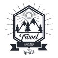 travel around the world card with hand drawn lettering phrase Royalty Free Stock Photo
