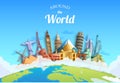 Travel around the world concept background design landmarks and tourist destination Royalty Free Stock Photo