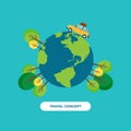 Travel around the world concept flat design Royalty Free Stock Photo