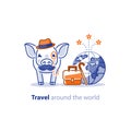 Travel around the world concept, tourism services, pig with baggage