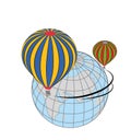 Travel around the world in a hot air balloon. concept of travel. vector illustration.