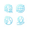 Travel around world pixel perfect gradient linear vector icons set