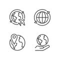 Travel around world pixel perfect linear icons set Royalty Free Stock Photo