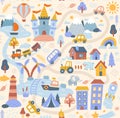 Travel around world play mat for children Royalty Free Stock Photo