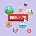 Travel around the World. Vacation booking. Flat design modern v Royalty Free Stock Photo