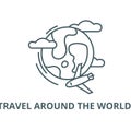 Travel around the world,  vector line icon, linear concept, outline sign, symbol Royalty Free Stock Photo