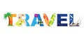 Travel Art Word Beach and Sea Vector Royalty Free Stock Photo