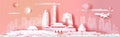 Travel Asia landmarks cityscape of beijing on pink background