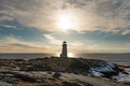 Travel attraction Peggys Cove Lighthouse NS Canada Royalty Free Stock Photo