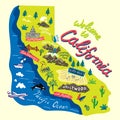 Illustrated map of California, USA.