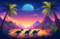 Travel back in time with this vibrant digital art of dinosaurs