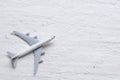 Travel background concept. Top view of airplane model decor on r Royalty Free Stock Photo