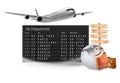 Travel background with mechanical departures board.