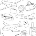 Travel background. Seamless vector pattern with Royalty Free Stock Photo