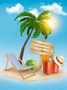 Travel background with tropical island. Summer vac