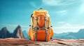 Travel backpack on a minimalistic background. Travel light, hiki