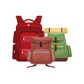 Travel backpacks icon, flat design