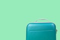 Travel bag with accessories on color background Royalty Free Stock Photo