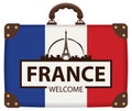 Travel bag with french flag and the Eiffel Tower